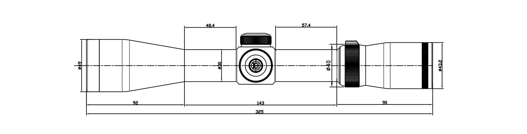 размеры Прицел оптический BRITE WA3X 3-9X42 IR